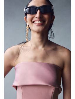 H&M - Women Pink Satin-Detail Bandeau Dress