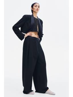 H&M - Women Black Tailored Satin-Waistband Trousers