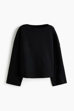 H&M - Women Black Boat-Neck Sweatshirt