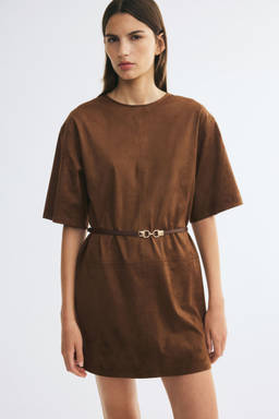 H&M - Women Brown Napped dress with belt