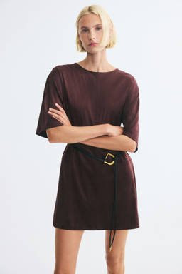 H&M - Women Purple Napped dress with belt