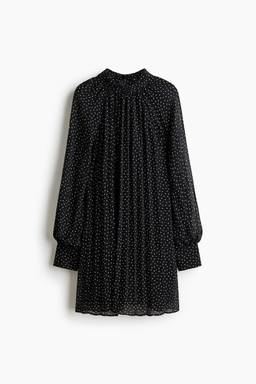H&M - Women Black Bow-Collar Pliss Dress