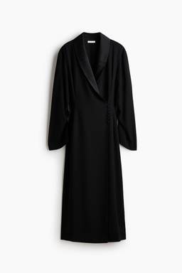H&M - Women Black Satin-Lapel Blazer Dress