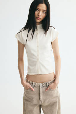H&M - Women White Fine-Knit Viscose-Blend Top