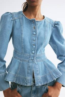 H&M - Women Blue Peplum Denim Jacket