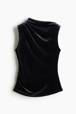H&M - Women Blue Draped Velour Top