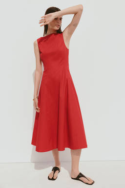 H&M - Women Red Cut-Out Twill Dress