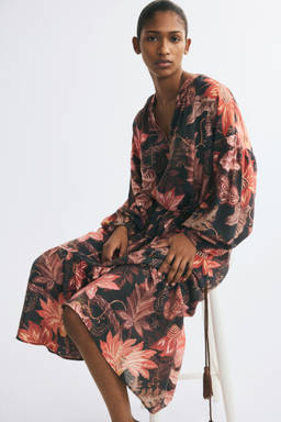 H&M - Women Black Tie-Belt Tunic Dress