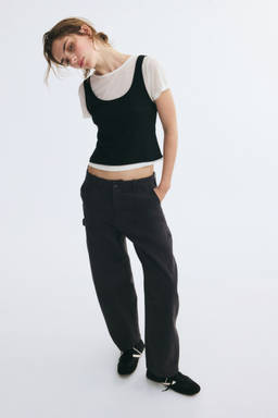 H&M - Women Black Barrel Cargo Trousers