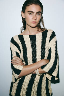 H&M - Women White Knitted Boat-Neck Top