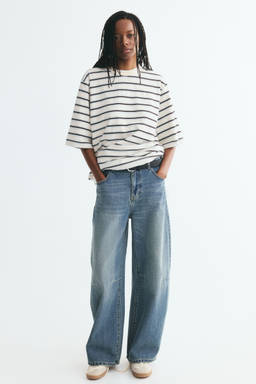 H&M - Women Blue Barrel High Waist Jeans