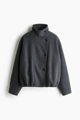 H&M - Women Grey Oversized Funnel-Collar Jacket