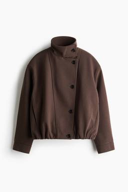 H&M - Women Brown Oversized Funnel-Collar Jacket