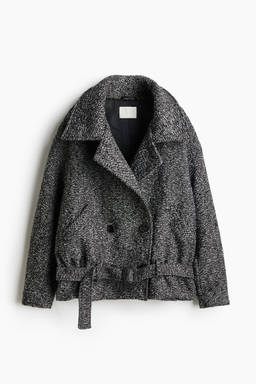 H&M - Women Black Double-Breasted Wool-Blend Jacket