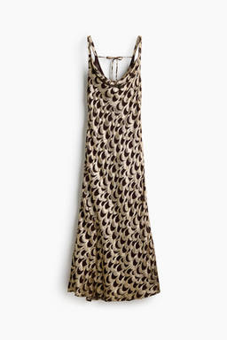 H&M - Women Gold Jacquard-Weave Cowl-Neck Dress