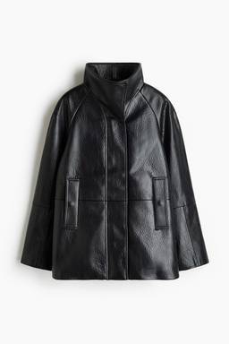 H&M - Women Black Coated Funnel-Collar Jacket