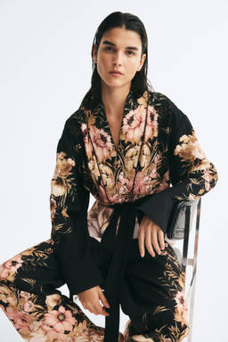 H&M - Women Black Viscose-Blend Tie-Belt Jacket