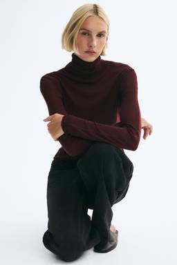 H&M - Women Maroon Wool turtleneck top