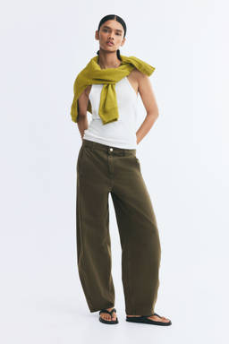H&M - Women Green Barrel Regular Waist Jeans