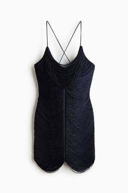 H&M - Women Navy Blue Fringed Strappy Dress