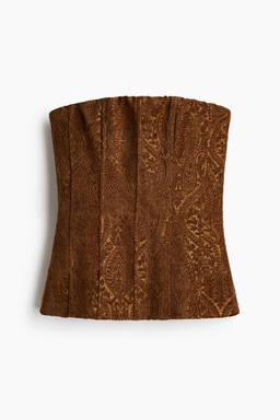 H&M - Women Brown Jacquard-Velvet Bandeau Top