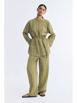 H&M - Women Green Straight Drawstring Trousers