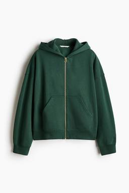 H&M - Women Green Relaxed-Fit Zip-Through Hooded Jacket