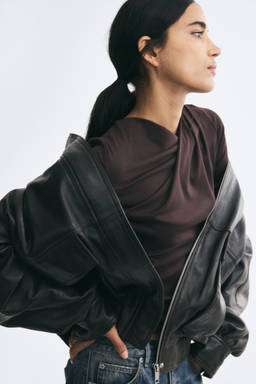 H&M - Women Brown Draped asymmetric top