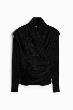 H&M - Women Black Plesac Wrap Blouse