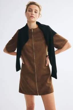 H&M - Women Brown Zip-Through A-Line Dress