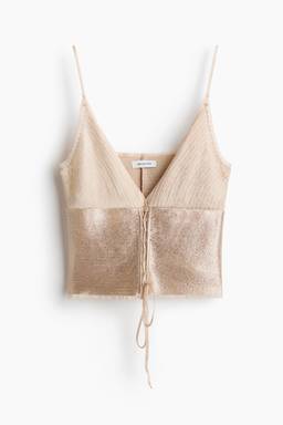 H&M - Women Beige Lace-Up Strappy Top