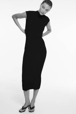 H&M - Women Black Rib-knit turtleneck dress
