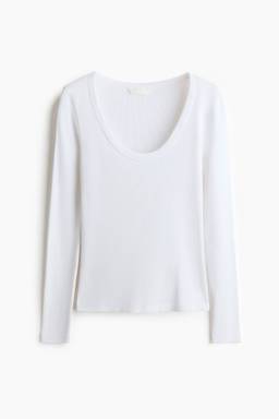 H&M - Women White Scoop-Neck Cotton Jersey Top