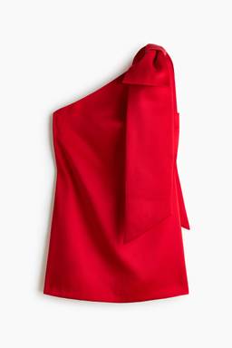 H&M - Women Red Bow-Detail One-Shoulder Dress