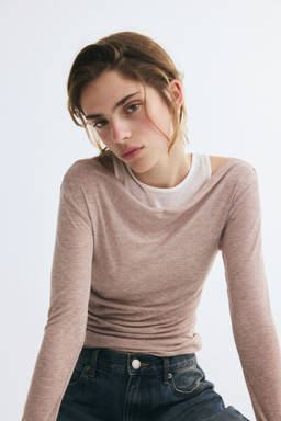 H&M - Women Beige Layered Jersey Top