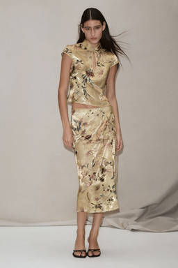H&M - Women Yellow Jacquard-weave wrap skirt