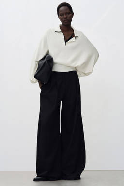 H&M - Women White Batwing-Sleeved Polo Jumper