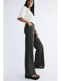 H&M - Women Grey Wide-Leg Cotton Twill Jeans