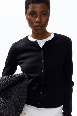 H&M - Women Black Fine-Knit Cardigan