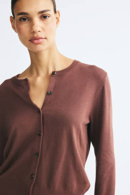 H&M - Women Brown Fine-knit cardigan