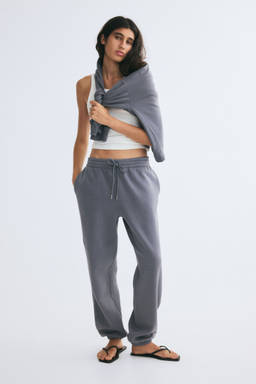 H&M - Women Grey Cotton-Blend Joggers
