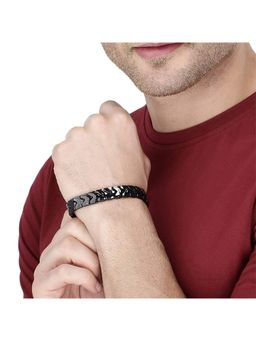 Yellow Chimes - Men Black Wraparound Bracelet