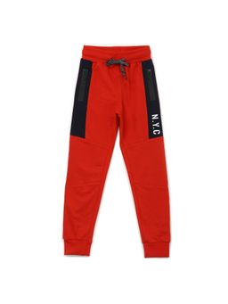Alan Jones - Cotton Knit Colorblock Joggers - Red