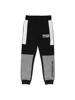 Alan Jones - Cotton Knit Colorblocked Joggers - Black