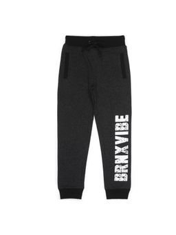 Alan Jones - Cotton Knit Text Printed Joggers - Black