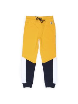Alan Jones - Cotton Knit Colorblocked Joggers - Yellow
