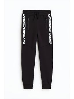 Alan Jones - Cotton Knit Front Zipper Pocket Joggers - Black