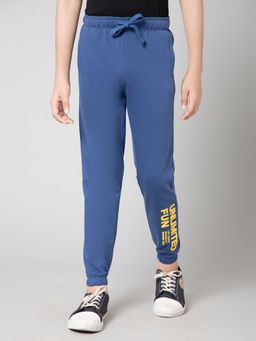 Alan Jones - Cotton Knit Printed Joggers - Blue