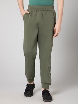 Alan Jones - Cotton Knit Solid Fleece Winter Joggers - Olive
