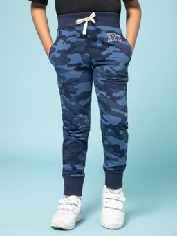 Alan Jones - Cotton Knit Camouflage Printed Joggers - Navy